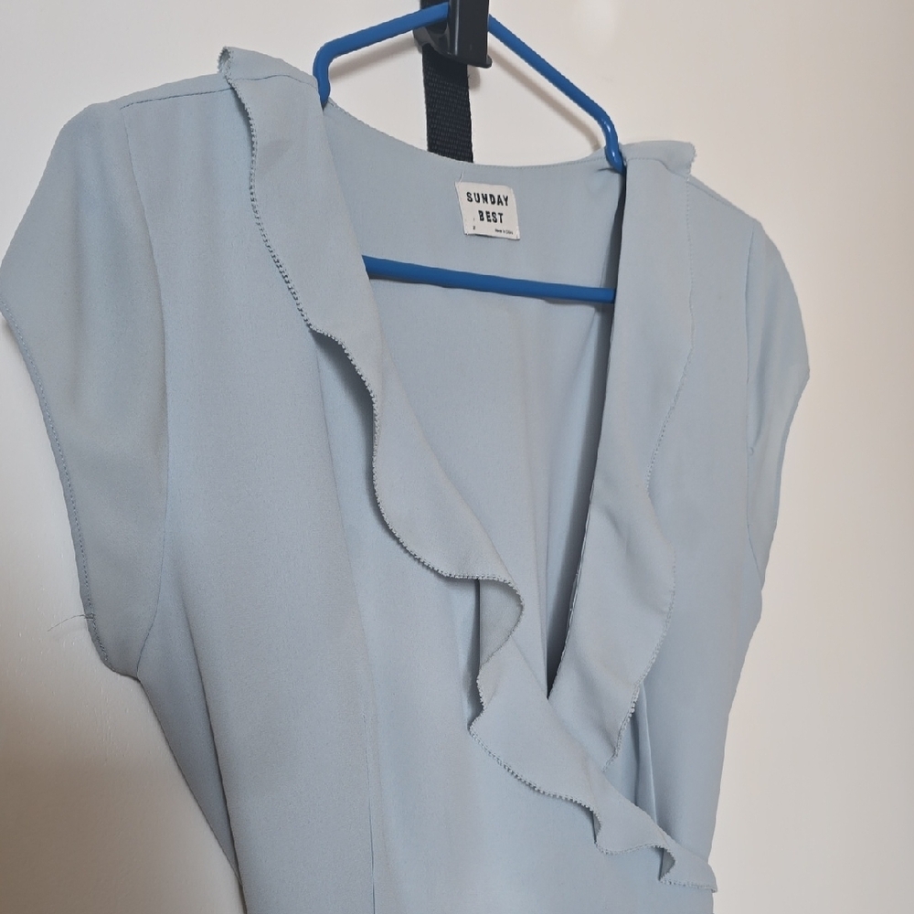 Sunday Best Sky Blue Ruffle Mini Dress - Picture 4 of 10